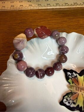 Mookaite Jasper chunky beaded stretch bracelet
